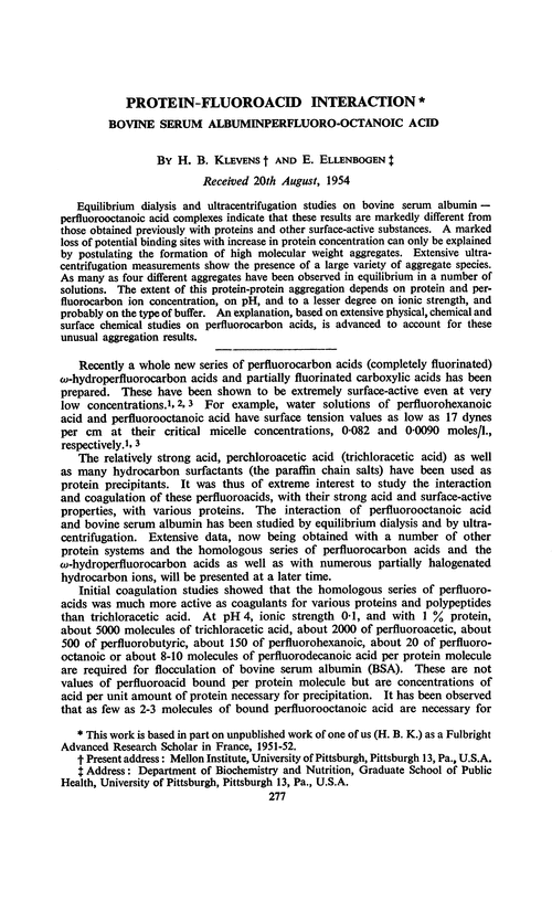 Protein-fluoroacid interaction. Bovines serum albuminperfluoro-octanoic acid