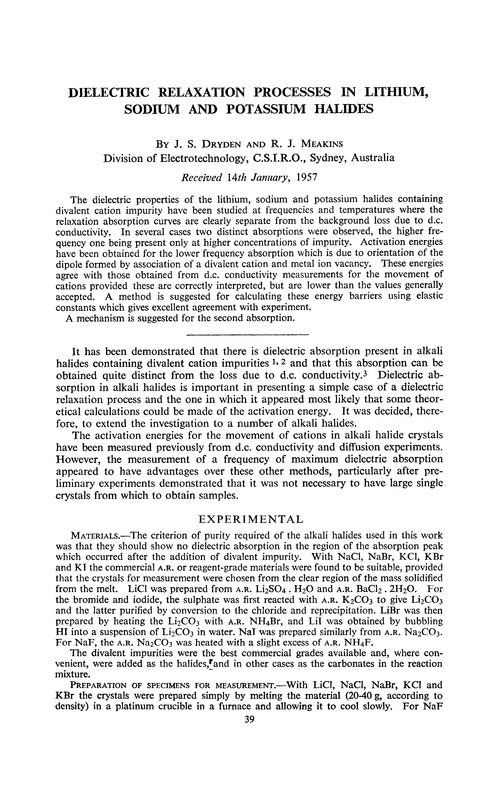 Dielectric relaxation processes in lithium, sodium and potassium halides