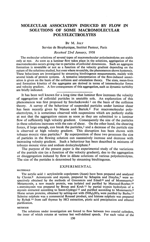 Molecular association induced by flow in solutions of some macromolecular polyelectrolytes