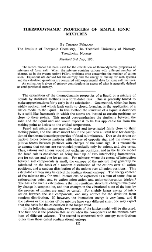 Thermodynamic properties of simple ionic mixtures