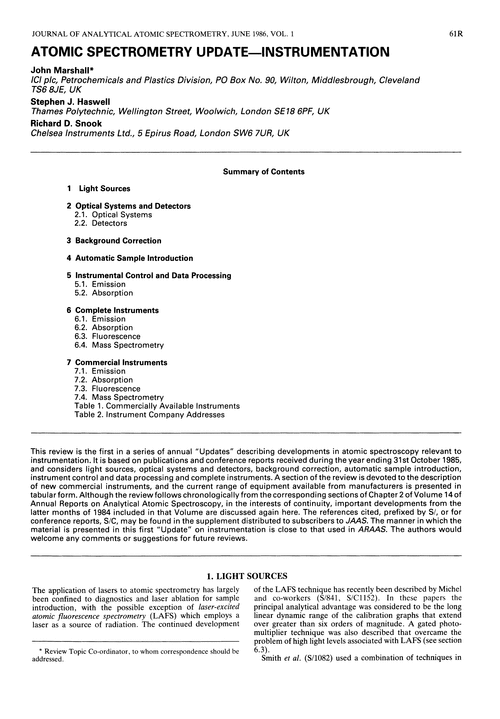 Atomic Spectrometry Update—Instrumentation