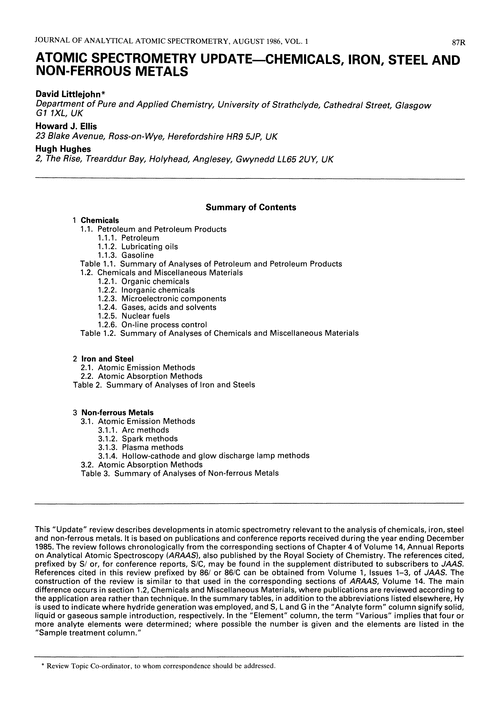 Atomic Spectrometry Update—Chemicals, Iron, Steel and Non-Ferrous Metals