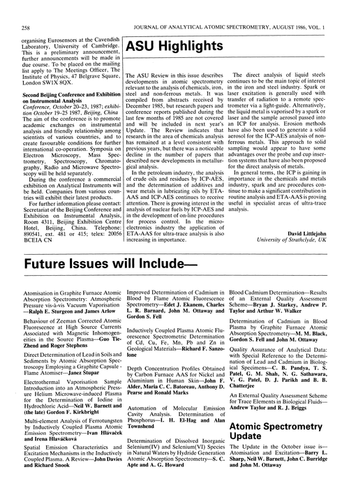 Papers in future issues