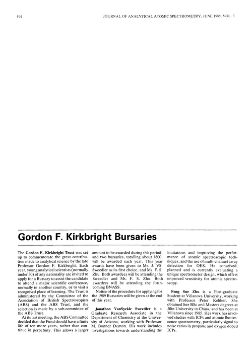 Gordon F. Kirkbright Bursaries