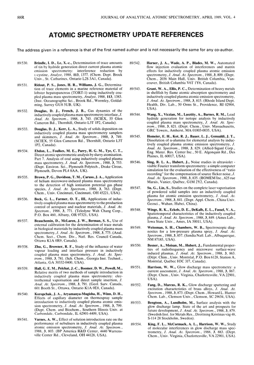 Atomic Spectrometry Update References