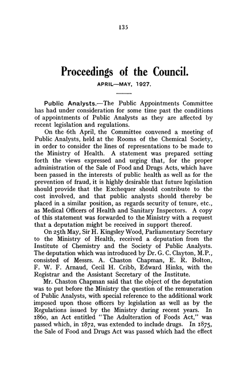 The Institute of Chemistry of Great Britain and Ireland. Journal and Proceedings. Part III. 1927