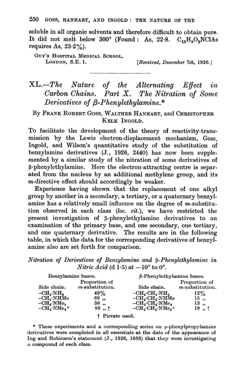 XL.—The nature of the alternating effect in carbon chains. Part X. The nitration of some derivatives of β-phenylethylamine