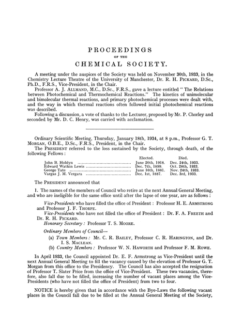 Proceedings of the Chemical Society