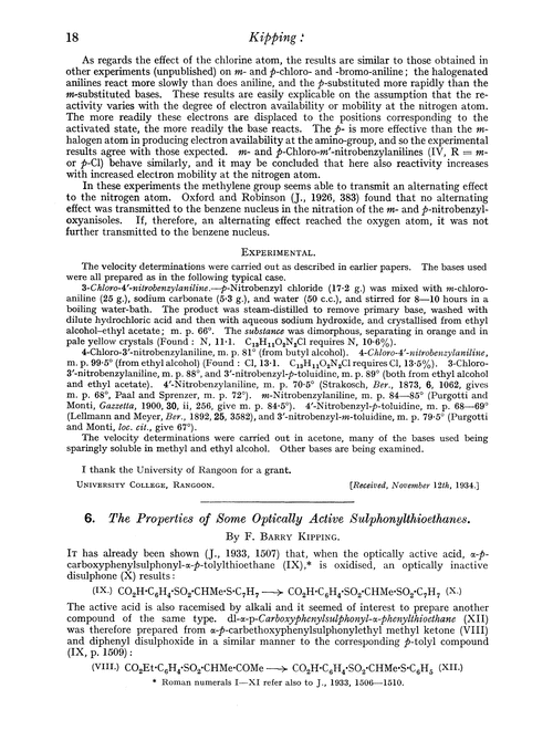 6. The properties of some optically active sulphonylthioethanes