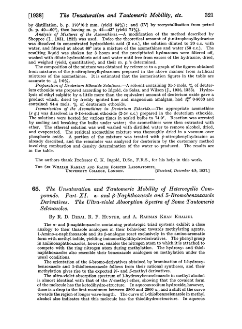 65. The unsaturation and tautomeric mobility of heterocyclic compounds. Part XI. α- and β-Naphthoxazole and 5-bromobenzoxazole derivatives. The ultra-violet absorption spectra of some tautomeric selenazoles