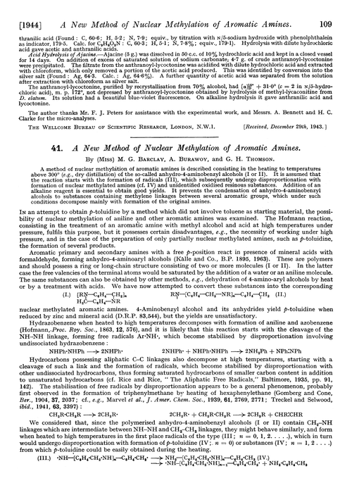 41. A new method of nuclear methylation of aromatic amines