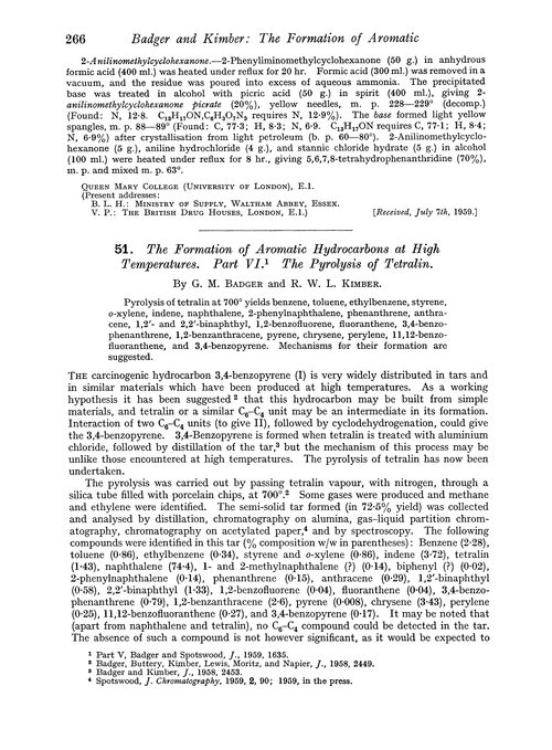 51. The formation of aromatic hydrocarbons at high temperatures. Part VI. The pyrolysis of tetralin