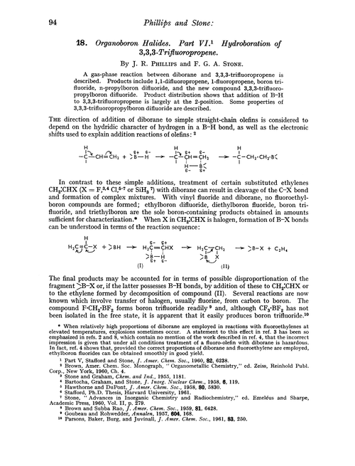 18. Organoboron halides. Part VI. Hydroboration of 3,3,3-trifluoropropene