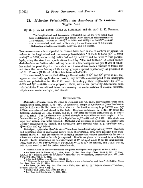 73. Molecular polarisability: the anisotropy of the carbon–oxygen link