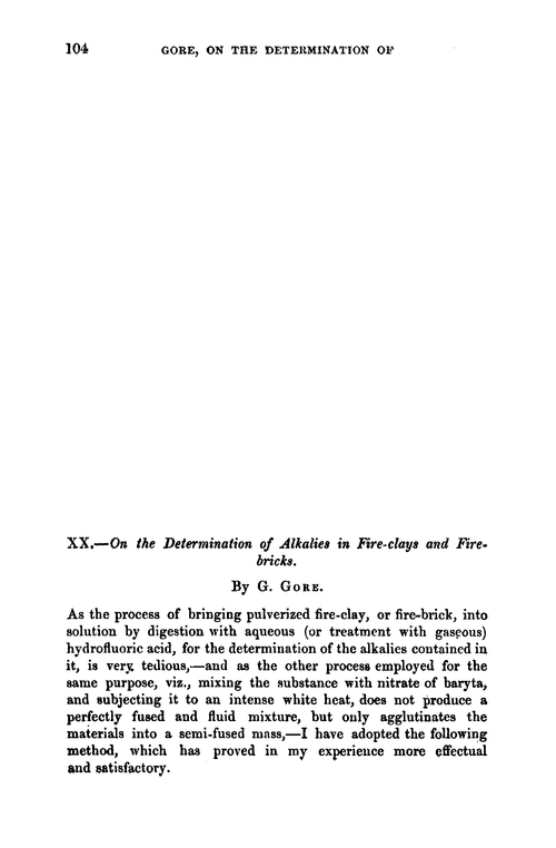 XX.—On the determination of alkalies in fire-clays and fire-bricks