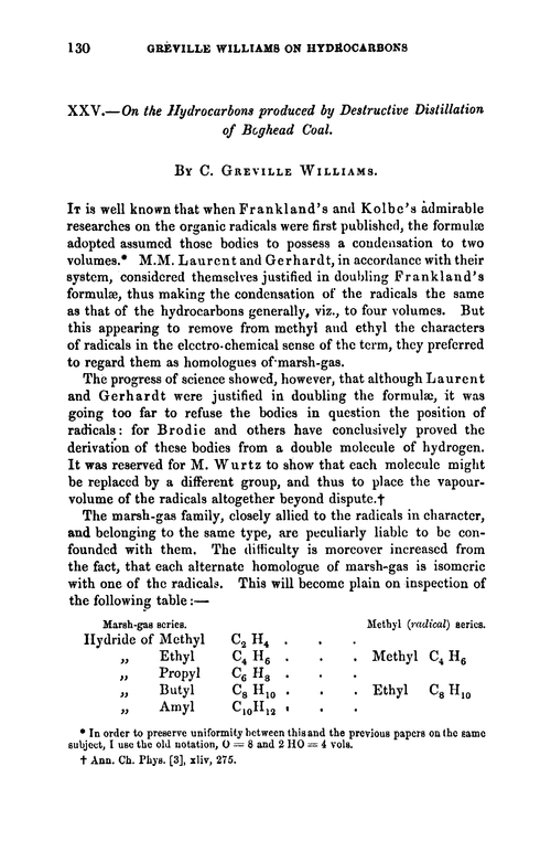 XXV.—On the hydrocarbons produced by destructive distillation of boghead coal