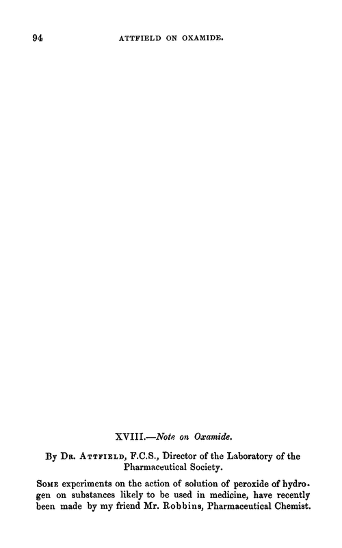 XVIII.—Note on oxamide