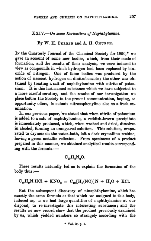 XXIV.—On some derivatives of naphthylamine