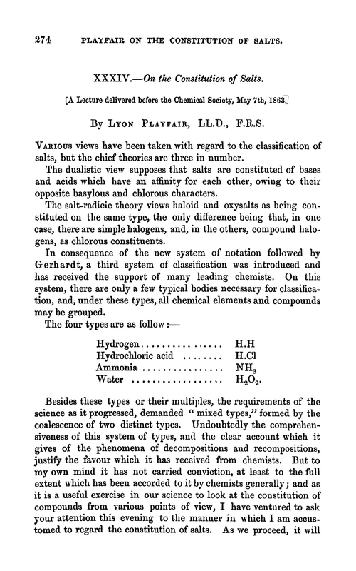 XXXIV.—On the constitution of salts