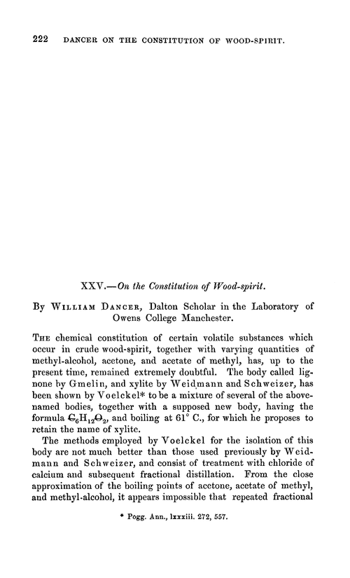 XXV.—On the constitution of wood-spirit