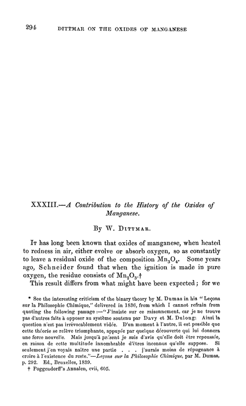 XXXIII.—A contribution to the history of the oxides of manganese