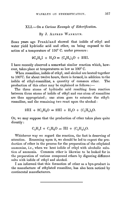 XLI.—On a curious example of etherification