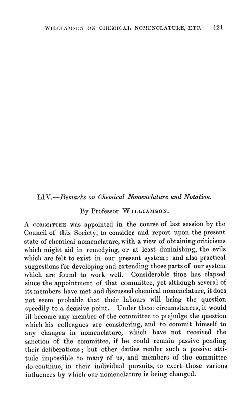 LIV.—Remarks on chemical nomenclature and notation