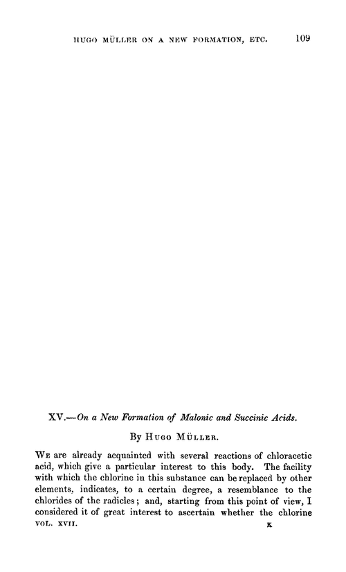 XV.—On a new formation of malonic and succinic acids