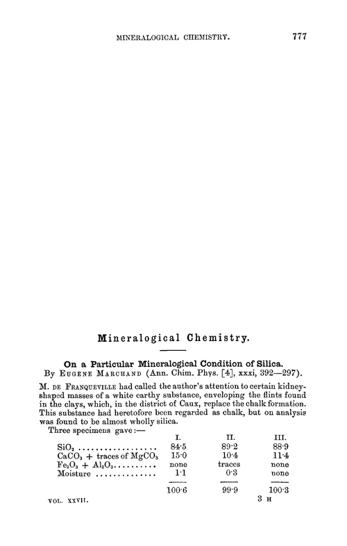 Mineralogical chemistry