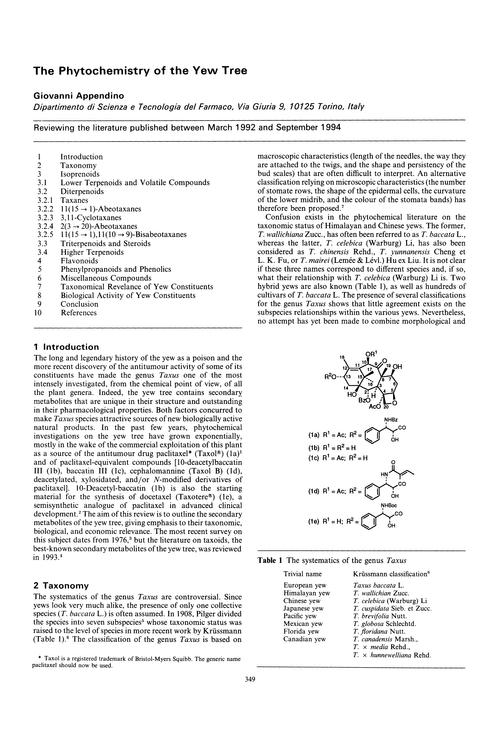 The phytochemistry of the yew tree