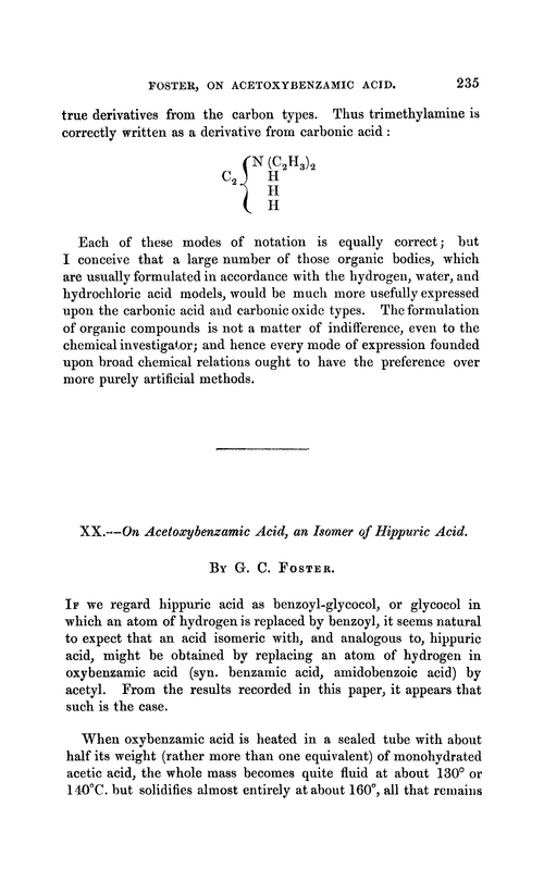 XX.—On acetoxybenzamic acid, an isomer of hippuric acid