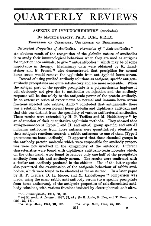 Aspects of immunochemistry (concluded)