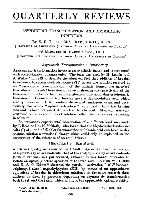 Asymmetric transformation and asymmetric induction