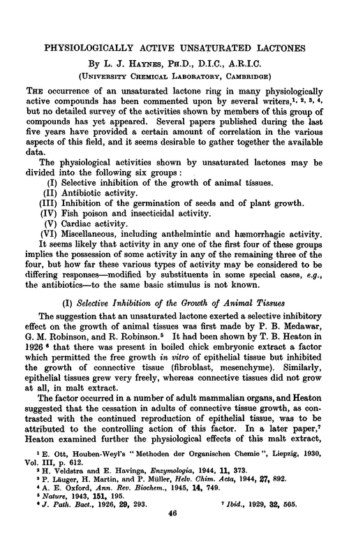 Physiologically active unsatured lactones