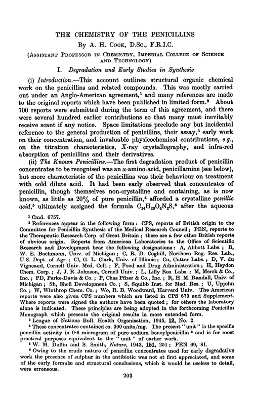 The chemistry of the penicillins