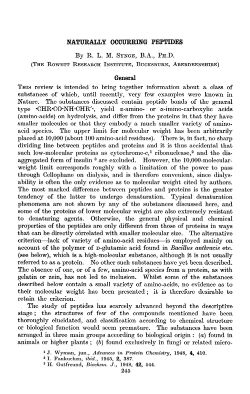 Naturally occurring peptides