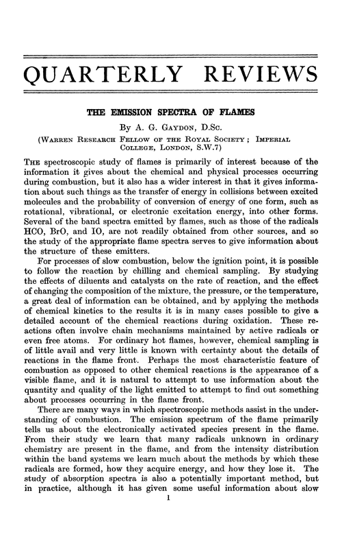 The emission spectra of flames