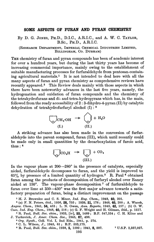 Some aspects of furan and pyran chemistry