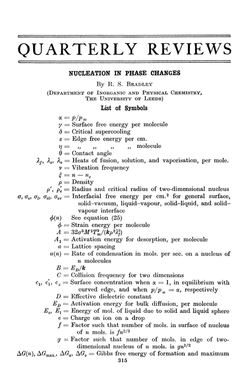 Nucleation in phase changes