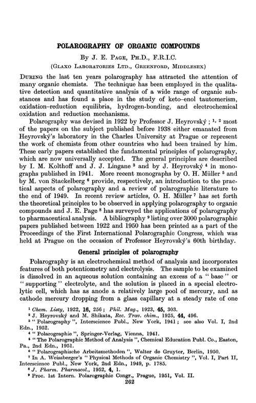 Polarography of organic compounds