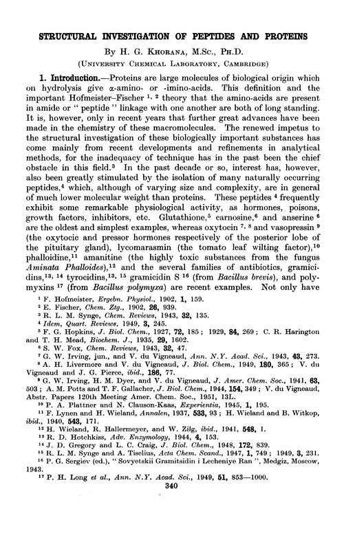 Structural investigation of peptides and proteins