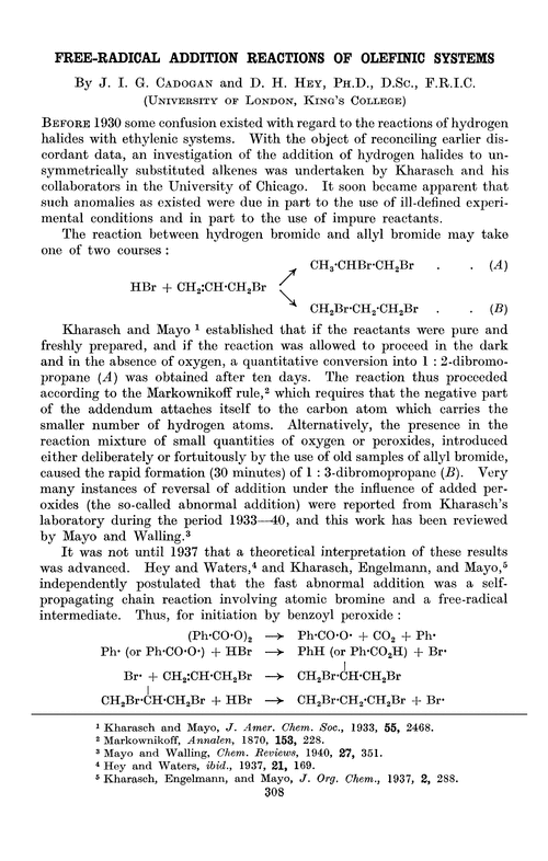 Free-radical addition reactions of olefinic systems