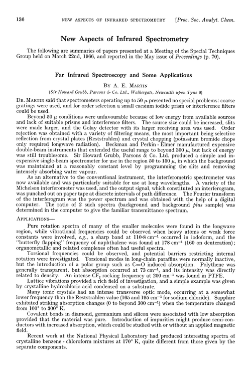 New aspects of infrared spectrometry