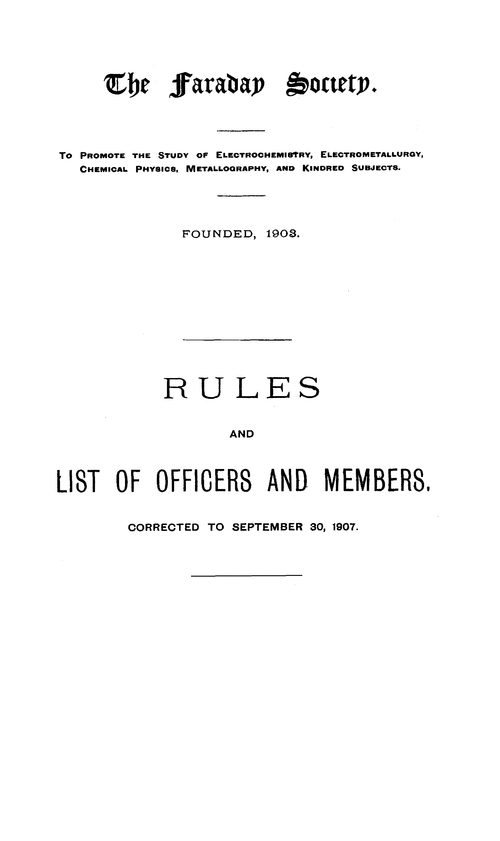 Rules and list of officers and members