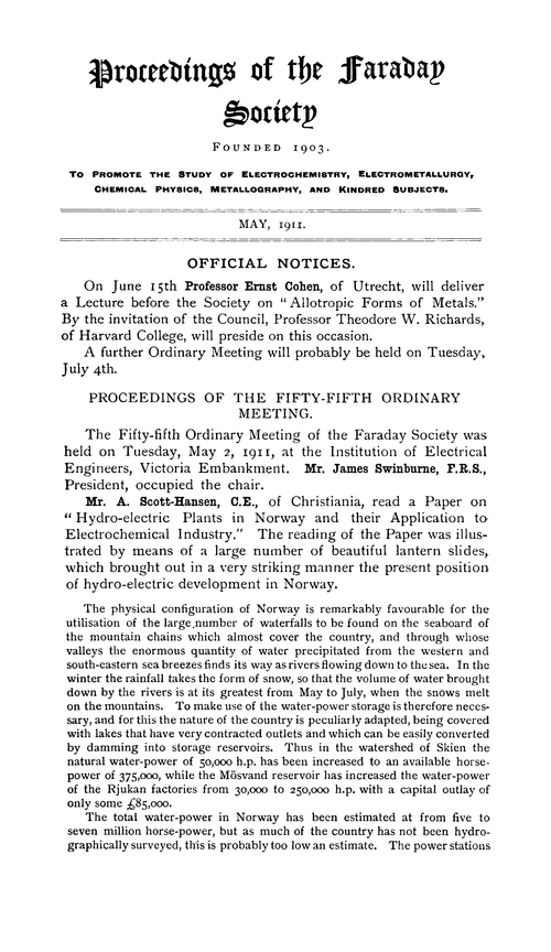 Proceedings of the Faraday Society