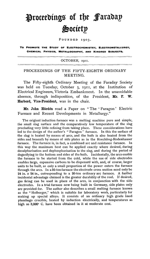 Proceedings of the Faraday Society