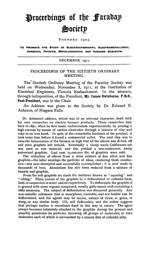 Proceedings of the Faraday Society