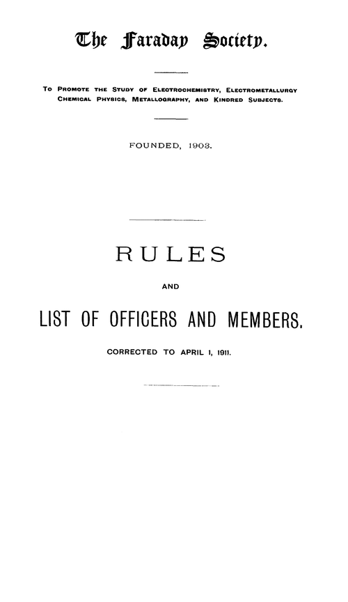 Rules and list of officers and members