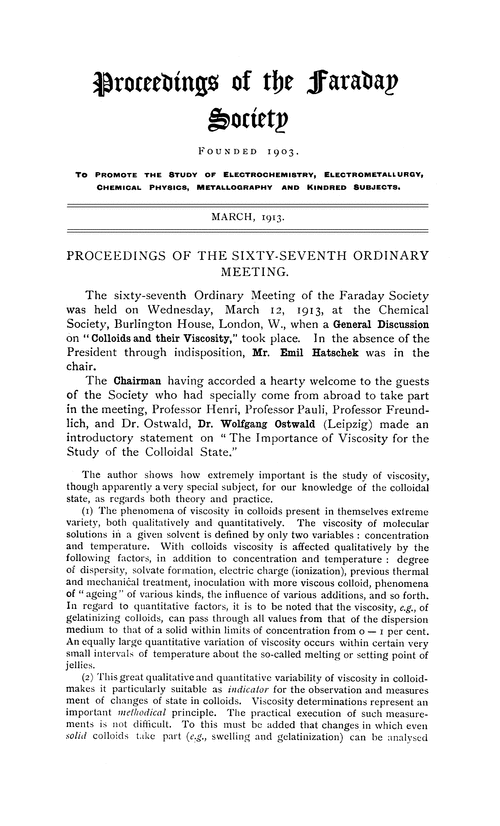 Proceedings of the Sixty-seventh Ordinary Meeting