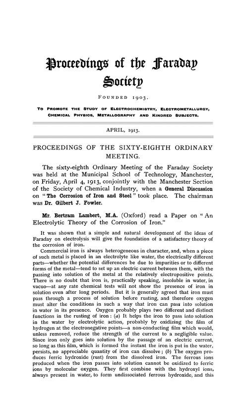 Proceedings of the Sixty-eighth Ordinary Meeting